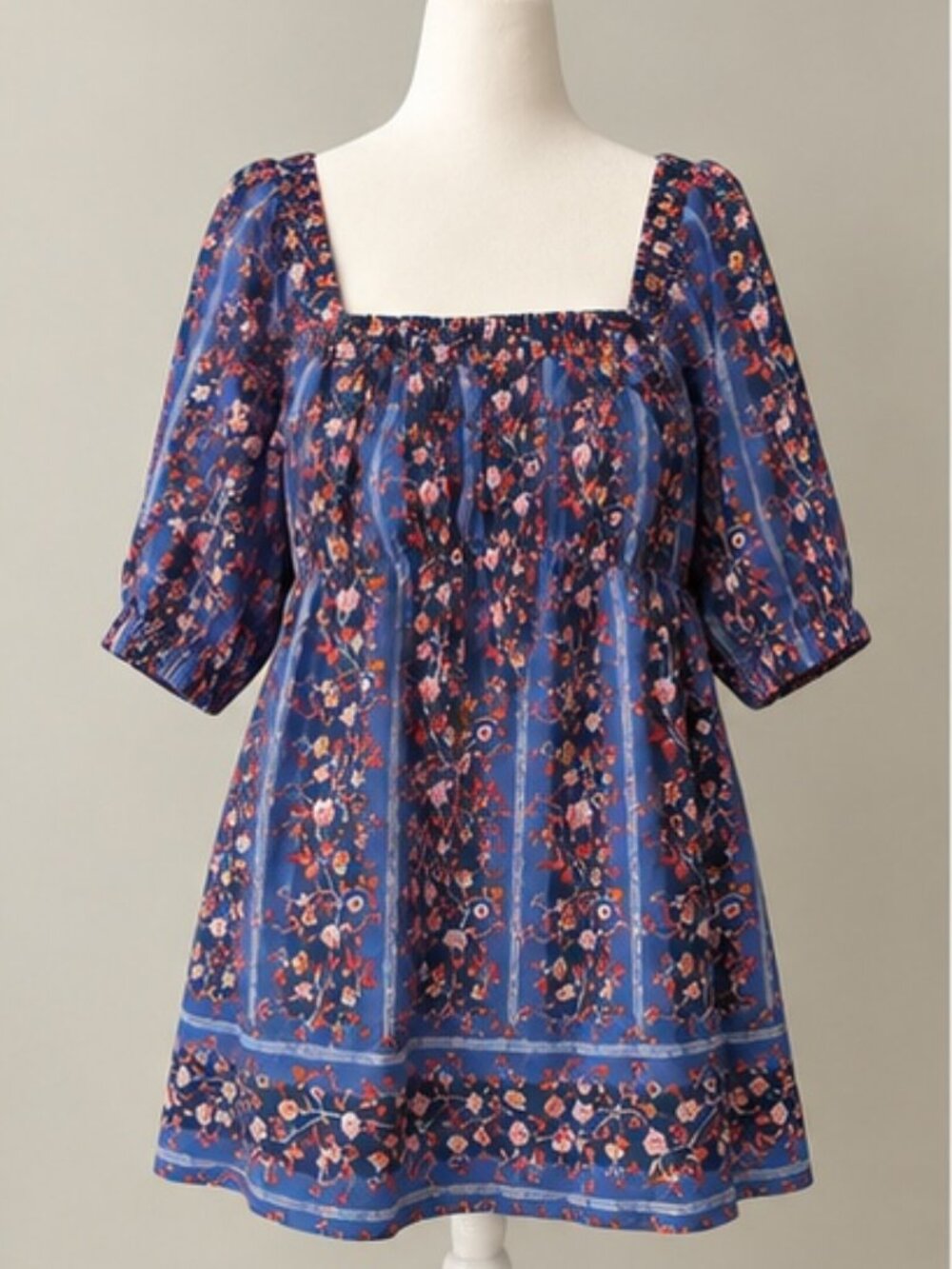 Free People Everyone’s Favorite Mini Dress Dutch Blue Combo S